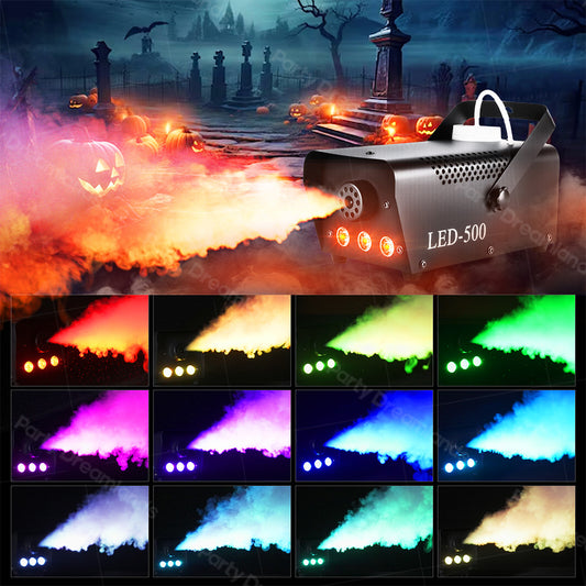 500W Smoke Machine with RGB 3 LED Light for Halloween Christmas House Party