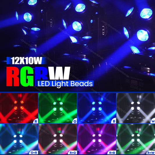12 LED Moving Head Light With DMX Control For Stage House Party