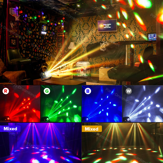 6-in-1 RGBW Laser Strobe Light with DMX/Remote for house Party Children's Day