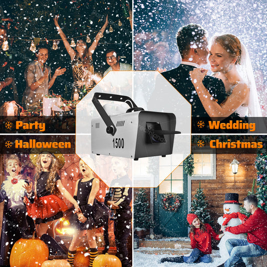 1500W High Power Snow Machine, Remote Control for Weddings and Christmas