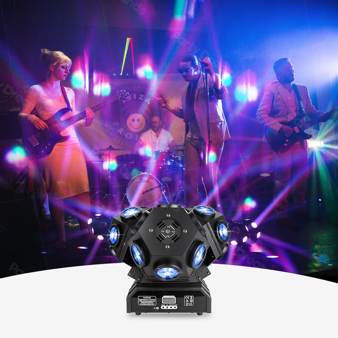 Partylicht DMX Moving Head 105W – LED-Disco-Scheinwerfer Mit 7x10W 4in1 RGBW, DMX, Fernbedienung – Für DJ, Club, Hochzeit, Party – Inkl. Montagebügel