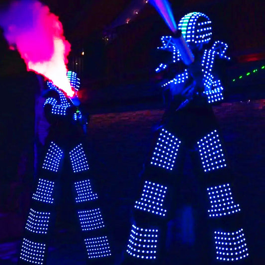 Dreamland LED Robot Pak Heren Party Split Type Helm Pauldron Ontwerp Kostuum Voor Bar Nachtclub Feestfeest