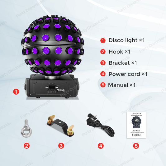 Dreamland 65W RGBWA+UV Rotosphere LED Mirror Disco Ball  Light For Dance Party Helloween