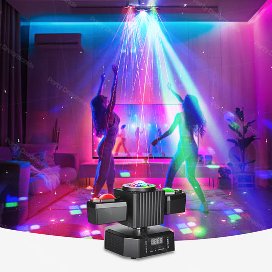 Moving Head Party Light Rotating Disco Ball Laser Beam Strobe Remote DMX